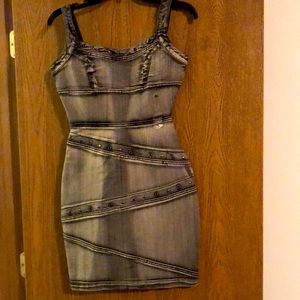 Black Acid Wash Jean Dress